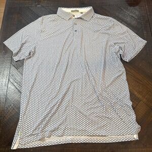 Tasc Performance Golf Polo‎ White Blue Print XXL Spring Athleisure